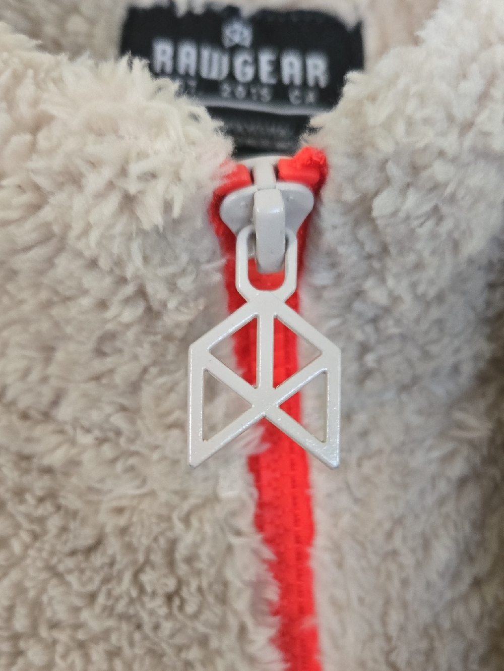 Rawgear Beige Teddy Jacket with Red Zip - Women's Plush Sherpa Coat Very OVERSIZ - Picture 4 of 7